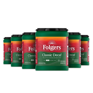 (6 Pack)  Decaf Coffee, Ground Coffee, Classic Medium Roast, 9.6 Oz Canister