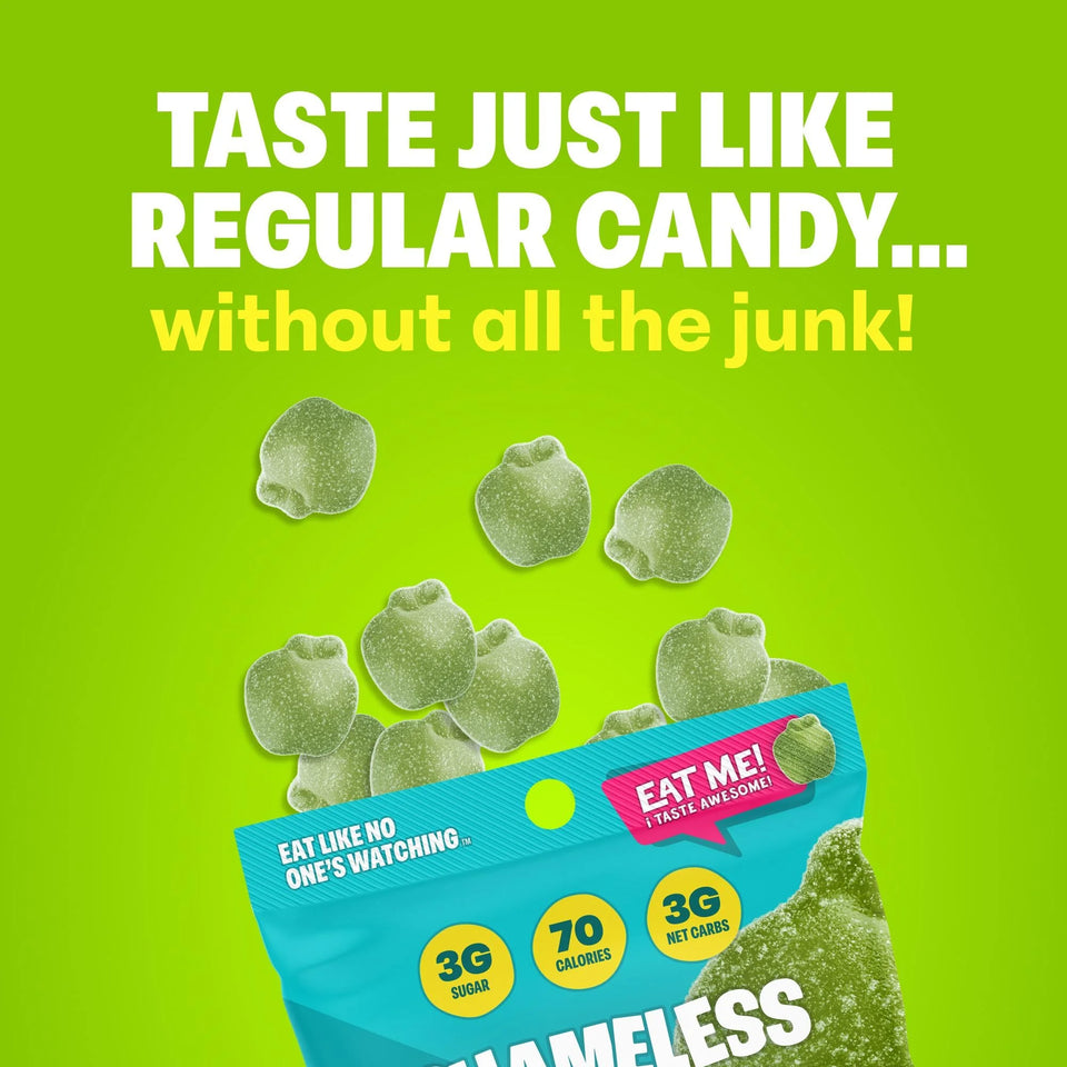s - Healthy Low Calorie Snacks, Low Carb Keto Gummies (Gluten Free & Non GMO Candy) - 6 Pack Green Apple Blast
