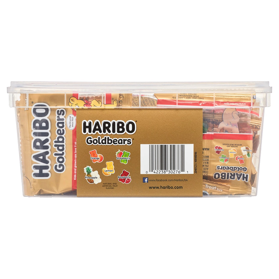 (2 Pack)  Goldbears Gummy Bears Original Assorted Fruit Flavor Candy Gummies, Candy Tub, 22.8Oz, 54Ct Mini Gummy Pouches