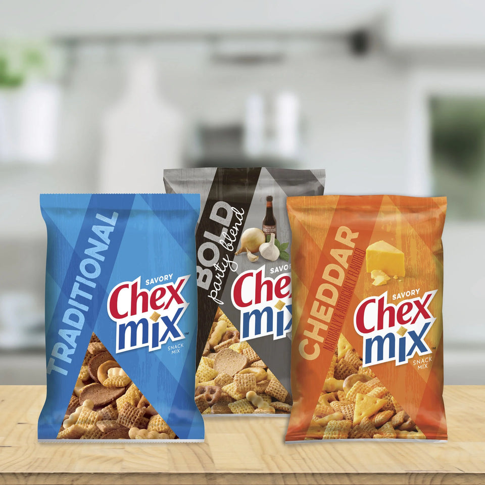 (4 Pack)  Traditional Snack Party Mix, Single Serve Snack Bags, Multipack, 17.5 Oz, 10 Ct.