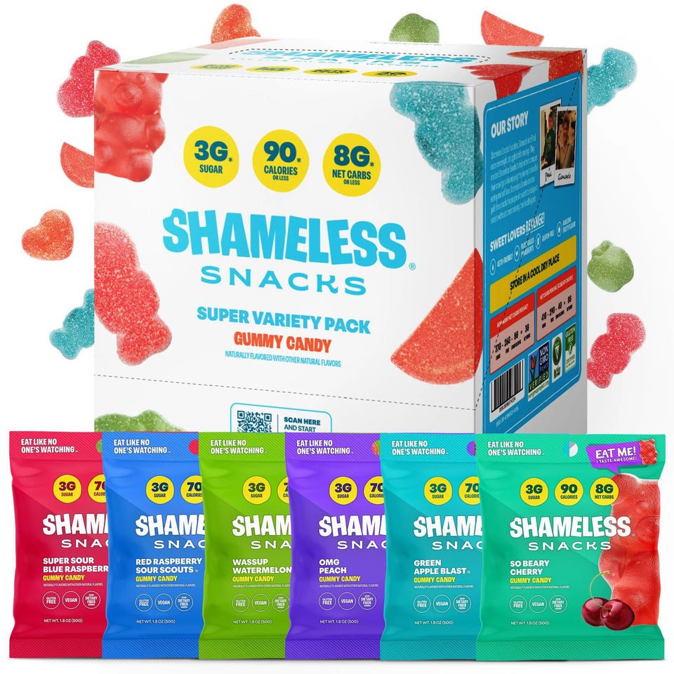 s - Healthy Low Calorie Snacks, Low Carb Keto Gummies (Gluten Free & Non GMO Candy) - 6 Pack Green Apple Blast