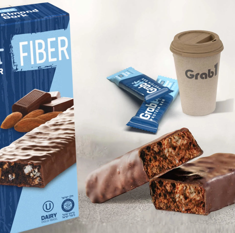"High Fiber" Dairy Free Protein Bars | 9 Grams Fiber | 10 Grams Protein | Almond Bark Flavor (2 Pack - 10 Bars) | Controls Hunger | Low Calorie | Lower Net Carbs