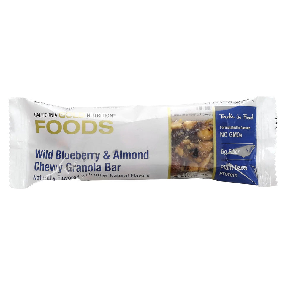 Foods, Wild Blueberry & Almond Chewy Granola Bars, 12 Bars, 1.4 Oz (40 G) Each