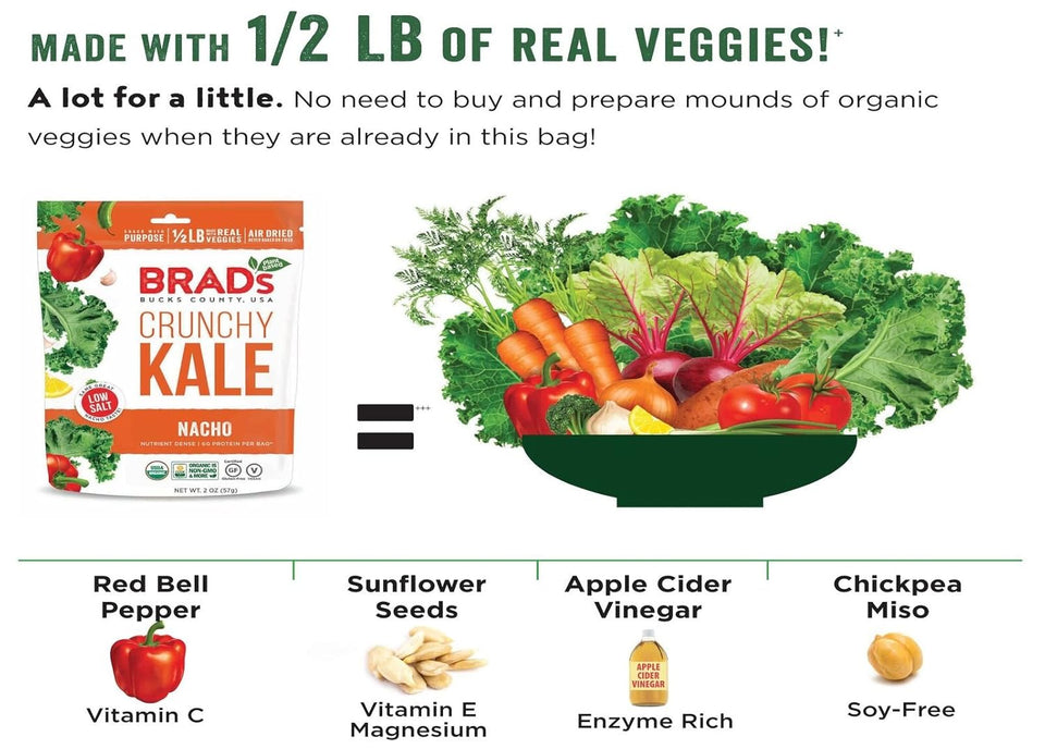 Organic Crunchy Kale, Nacho, 6 Bags, 12 Servings Total