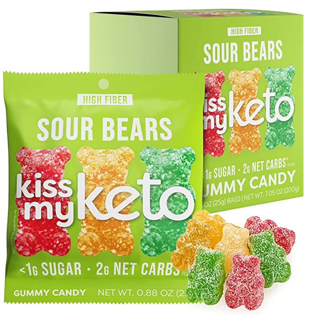Gummy Candy, Sour Bears, 8 Bags, 0.88 Oz (25 G)
