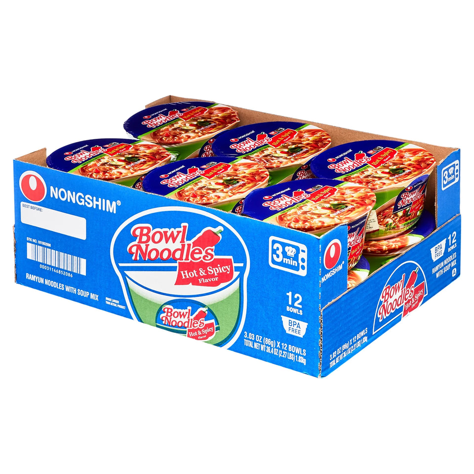 (2 Pack)  Bowl Noodle Hot & Spicy Ramen Noodle Soup Bowl, 3.03Oz X 12, Shelf-Stable