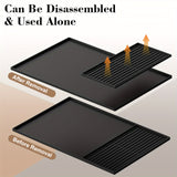 "2-in-1 Silicone Coffee Mat with Raised Edges, 23.6""x15.7"" for Coffee Maker, Espresso Machine, Countertop, Dish Drying Mat (Black)"