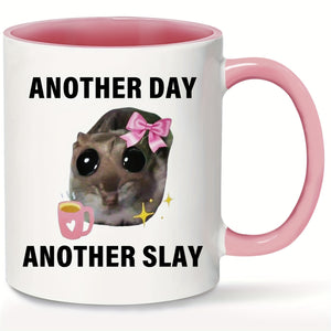 "Another Day, Another Slay" 11oz Ceramic Coffee Mug - Perfect for Summer or Winter Drinks - Hand Wash Only - Insulated for Hot or Cold Beverages - Great Gift for Coworkers, Friends, Moms, Wives - Pink Color
