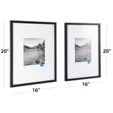 (2 Pack)  16"X20" Black 2 PC Frame Set, Matted for 8"X10" Pictures