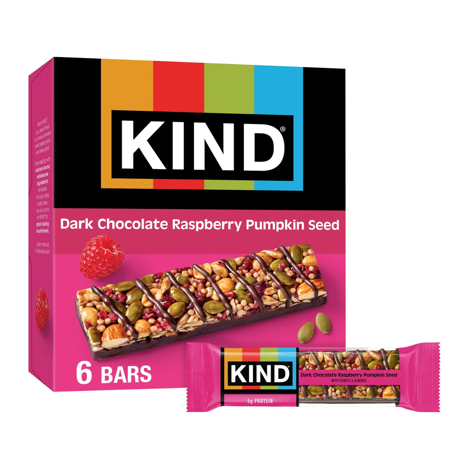 Seeds Fruit & Nuts Snack Bar, Dark Chocolate Raspberry Pumpkin Seed, Gluten Free, 6 Count Box ( 3 Box )