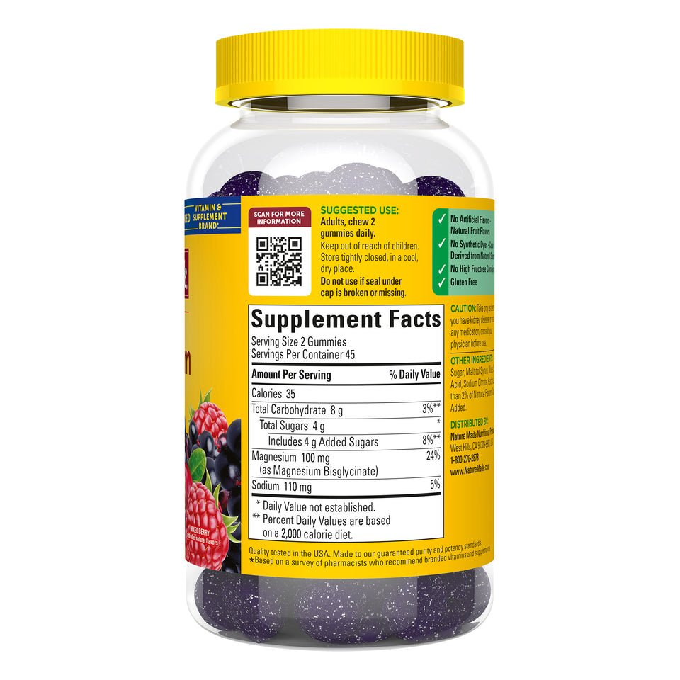 Magnesium Glycinate 100 Mg Gummies, 90 Gummies