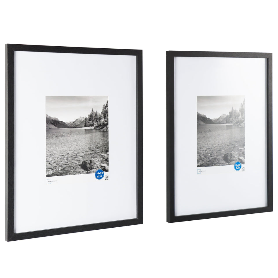 (2 Pack)  16"X20" Black 2 PC Frame Set, Matted for 8"X10" Pictures