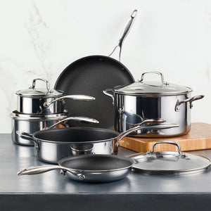 C1 Series Clad Stainless Steel with Scratchdefense Non-Stick Cookware Set, 10-Piece
