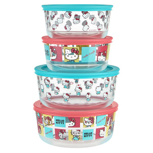 8-Piece Decorated Glass Food Storage Set