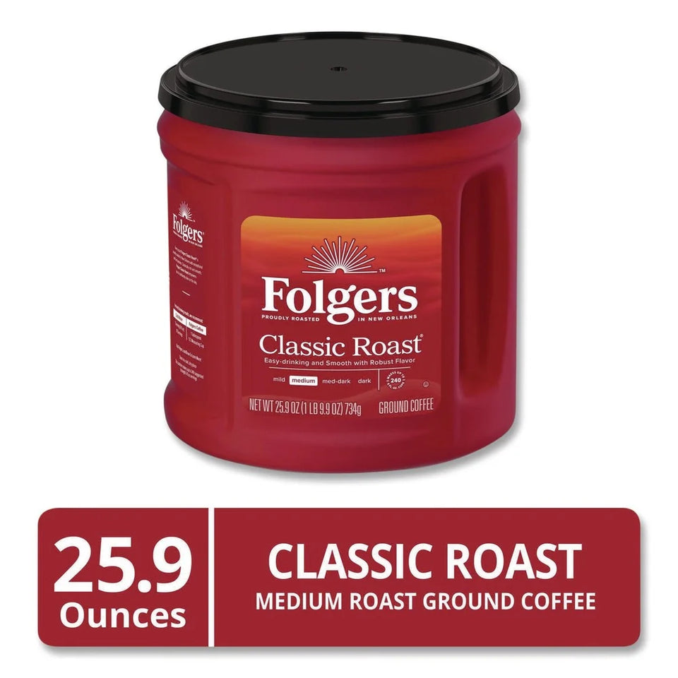 (6 Pack)  Classic Roast Ground Coffee, Medium Roast, 25.9 Oz Canister