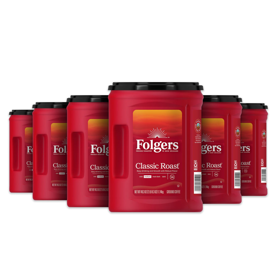 (6 Pack)  Classic Roast Ground Coffee, Medium Roast, 25.9 Oz Canister