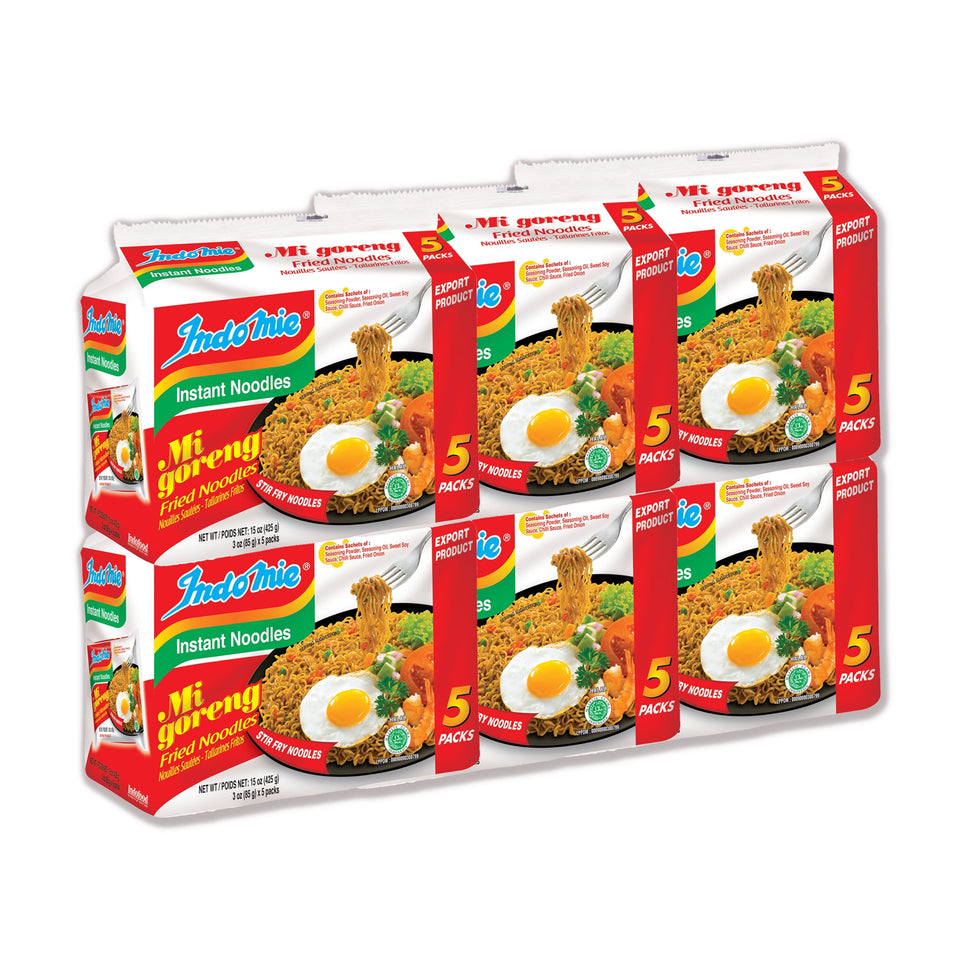 (3 Pack)  Halal-Certified, Original Flavor Mi Goreng Instant Stir Fry Noodles, 15 Oz, 5 Pack Bag