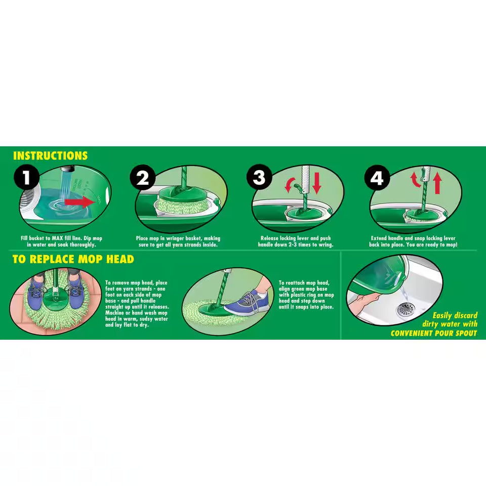 Microfiber Tornado Wet Spin Mop and Bucket Floor Cleaning System with 2 Refills