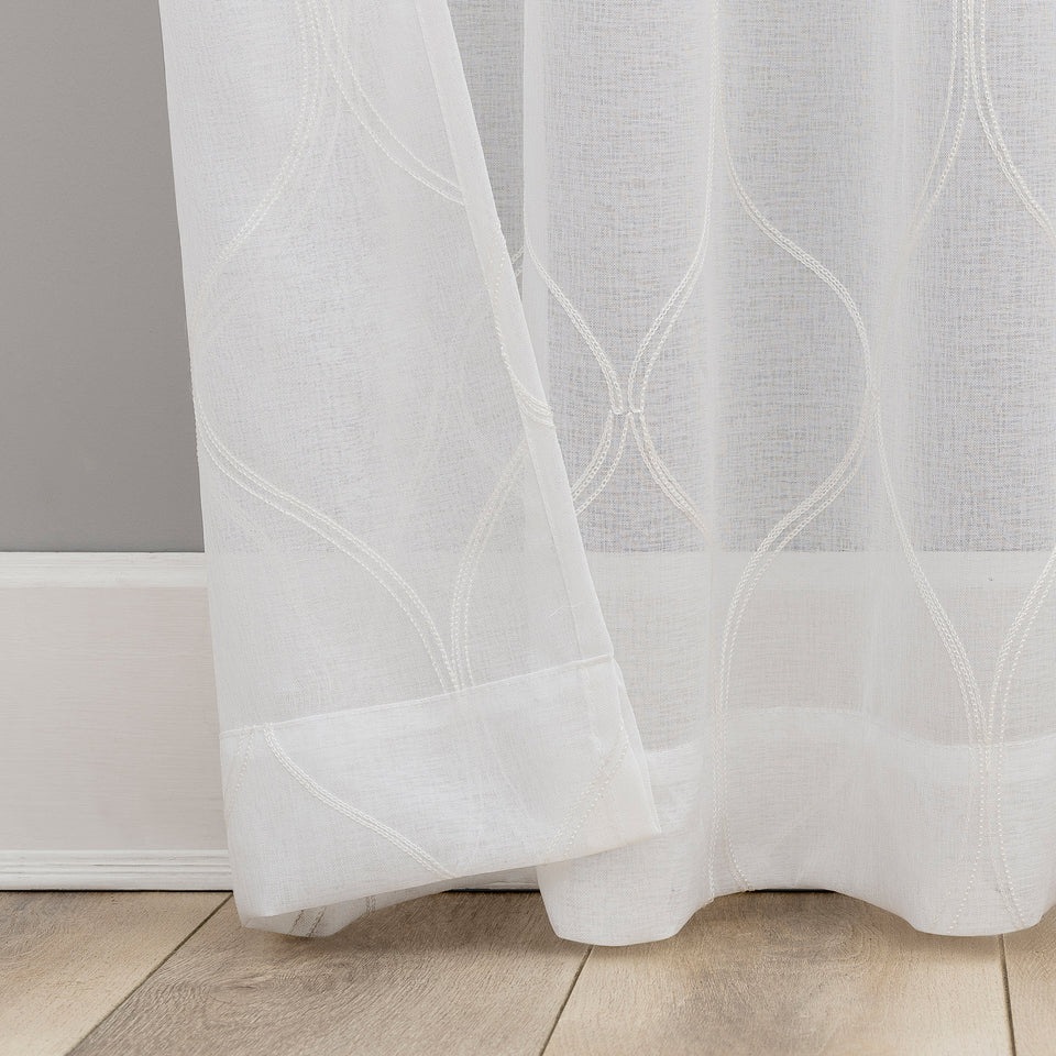 Portside Embroidered Trellis Sheer Curtains, 2-Pack