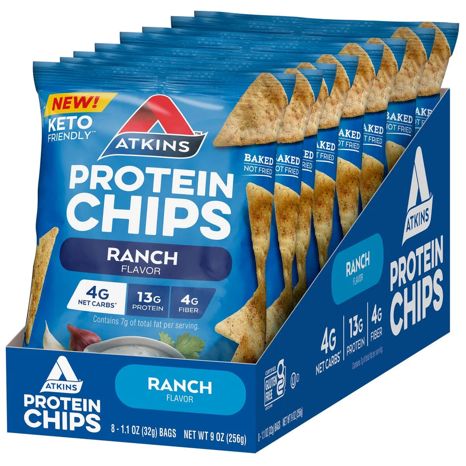 Ranch Flavored Protein Chips, Keto Friendly, Baked Not Fried, Ranch, 8 Count