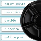 6 Sectional round Plastic Serving Tray/Platter (8, Black)