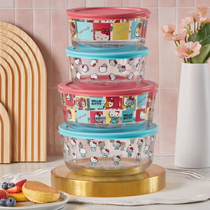 8-Piece Decorated Glass Food Storage Set