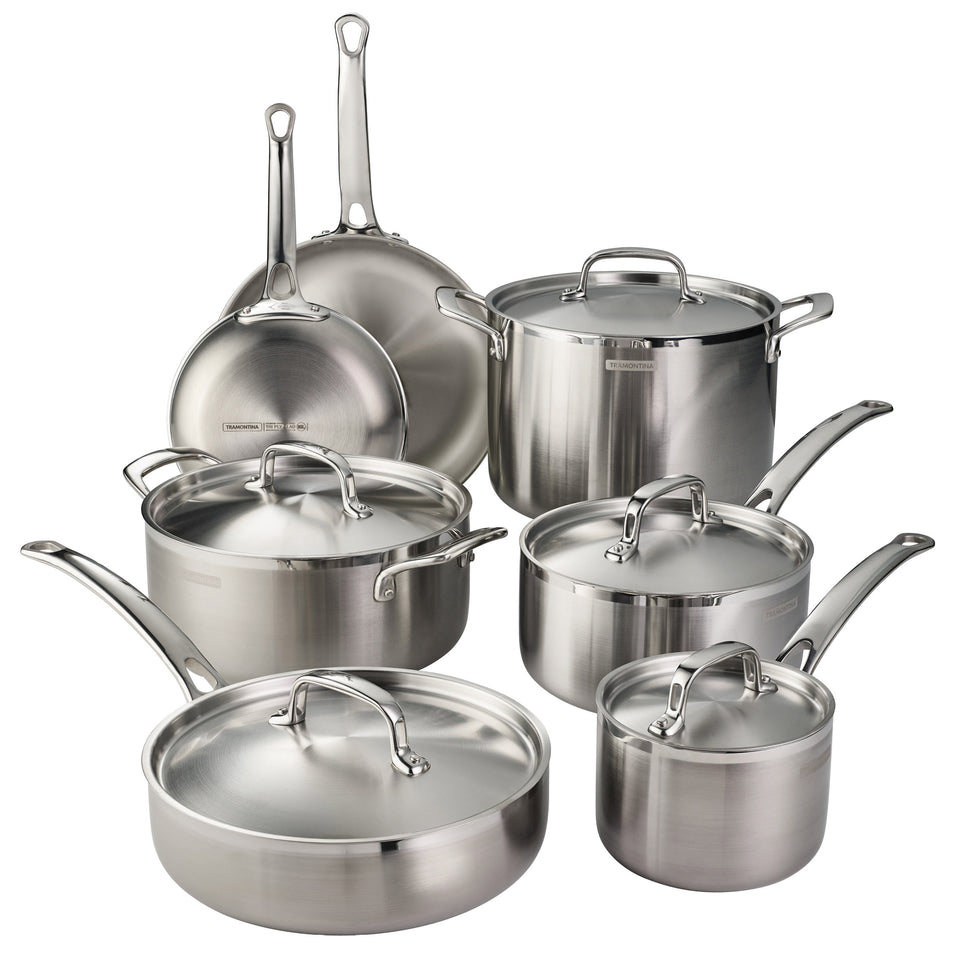 12-Piece Tri-Ply Clad Stainless Steel Cookware Set