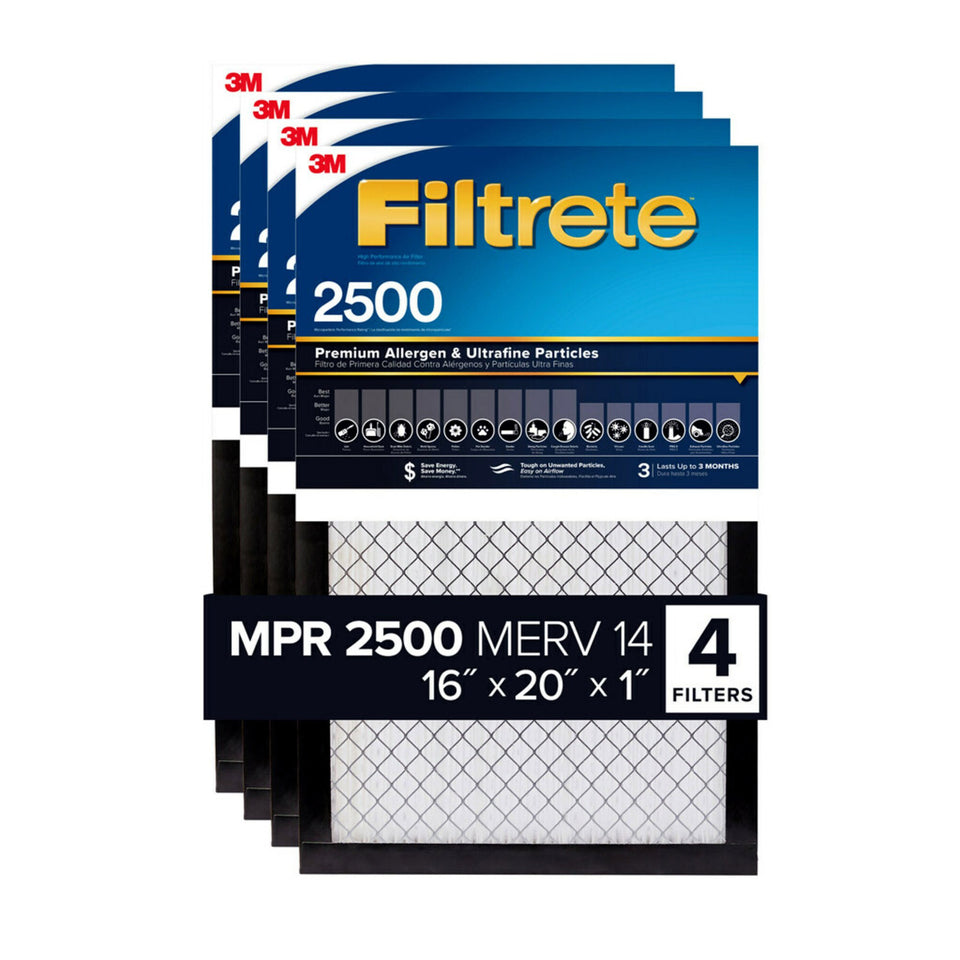 3M 2500 Series  1" Filter, 4-Pack