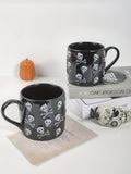 "Spooky Fun" Halloween Skull Ceramic Mug - 24Oz Large Capacity, Microwave Safe, Reusable Coffee & Beer Cup For Adults - Perfect Gift For Men & Women, Ideal For Halloween Decor