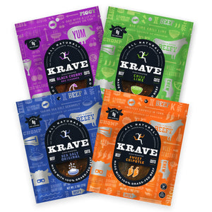 All Natural Beef Jerky and Pork Jerky Variety Flavors - Protein Packed Snacks Roasted for Maximum Flavor - Gluten Free - 2.7 Ounce (Pack of 4)