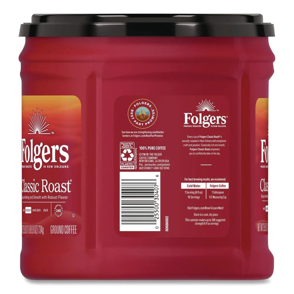 (6 Pack)  Classic Roast Ground Coffee, Medium Roast, 25.9 Oz Canister