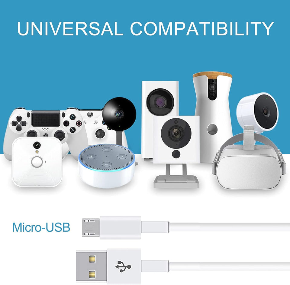 16.4FT Power Extension Cable for Wyzecam/Wyzecam V3/ Wyzecam Pan/Wyze Cam Pan V2/ Kasacam/Nestcam Indoor/Yi Cam,Usb to Micro USB Charging and Data Sync Cord 2 Pack