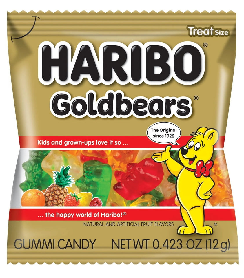(2 Pack)  Goldbears Gummy Bears Original Assorted Fruit Flavor Candy Gummies, Candy Tub, 22.8Oz, 54Ct Mini Gummy Pouches