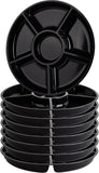 6 Sectional round Plastic Serving Tray/Platter (8, Black)