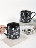 "Spooky Fun" Halloween Skull Ceramic Mug - 24Oz Large Capacity, Microwave Safe, Reusable Coffee & Beer Cup For Adults - Perfect Gift For Men & Women, Ideal For Halloween Decor