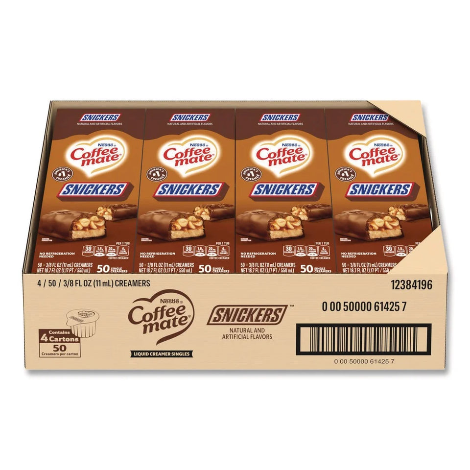 12384196 0.38 Oz. Mini Cups Liquid Coffee Creamer - Snickers (200/Carton)