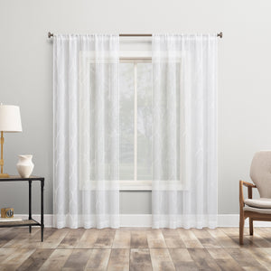 Portside Embroidered Trellis Sheer Curtains, 2-Pack