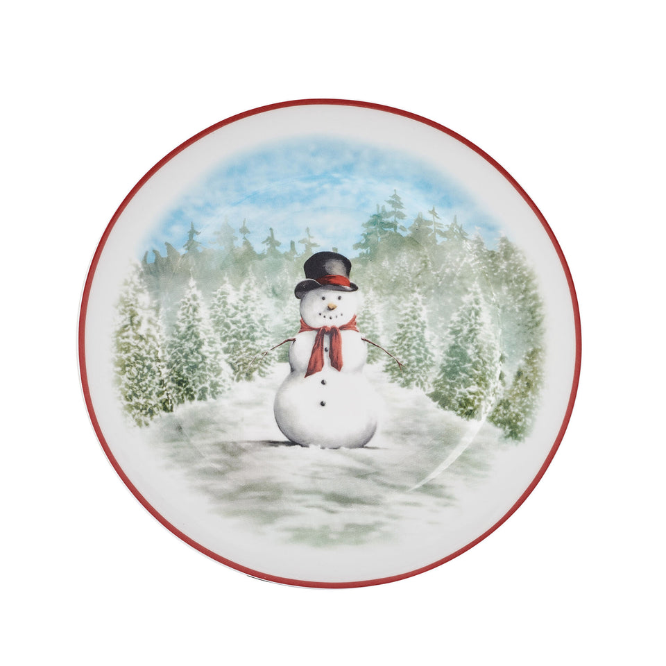 Snowman Enchantment 12-Piece Bone China Dinnerware Set