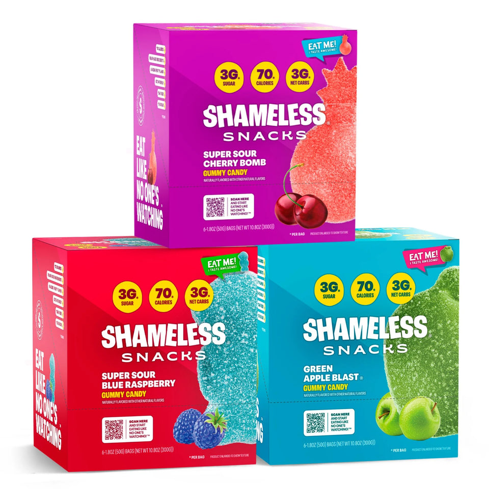 s - Healthy Low Calorie Snacks, Low Carb Keto Gummies (Gluten Free & Non GMO Candy) - 6 Pack Green Apple Blast
