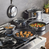 C1 Series Clad Stainless Steel with Scratchdefense Non-Stick Cookware Set, 10-Piece