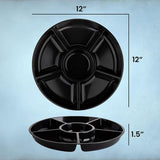 6 Sectional round Plastic Serving Tray/Platter (8, Black)