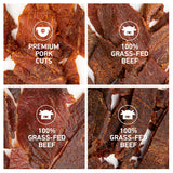 All Natural Beef Jerky and Pork Jerky Variety Flavors - Protein Packed Snacks Roasted for Maximum Flavor - Gluten Free - 2.7 Ounce (Pack of 4)