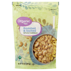 (3 Pack)  Organic Roasted & Salted Whole Cashews, 14 Oz