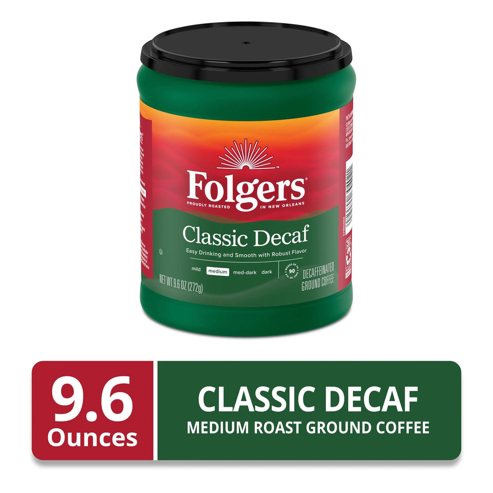 (6 Pack)  Decaf Coffee, Ground Coffee, Classic Medium Roast, 9.6 Oz Canister