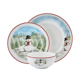 Snowman Enchantment 12-Piece Bone China Dinnerware Set