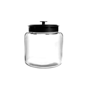 (2 Pack)  Montana Glass Jar with Black Metal Lid, 64 Ounce