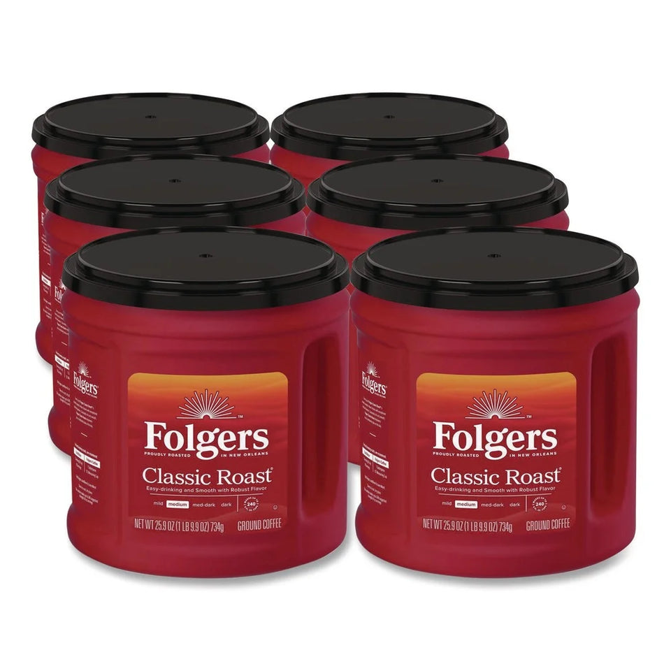 (6 Pack)  Classic Roast Ground Coffee, Medium Roast, 25.9 Oz Canister