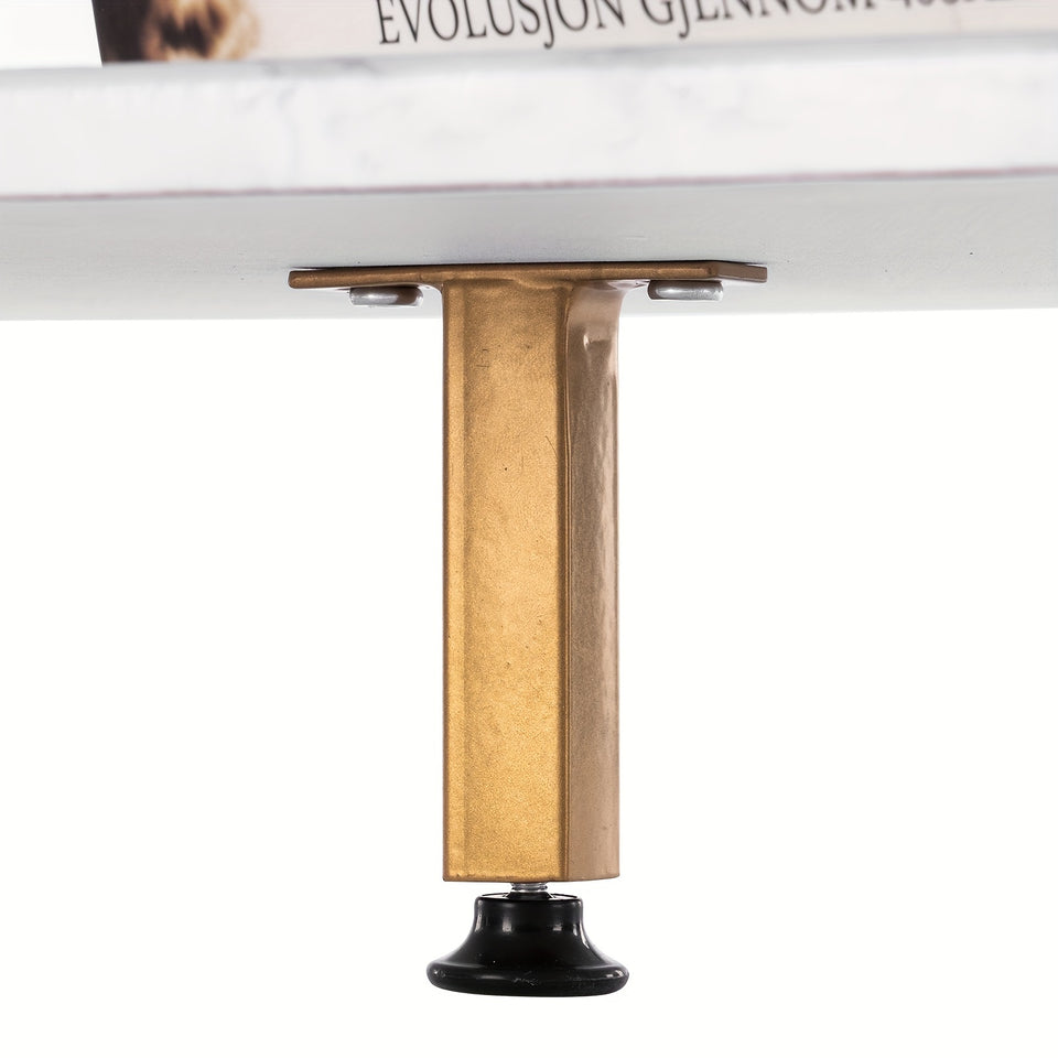 (106 X 50 X 48cm) Simple Double-layer Golden Iron Pipe Marble PVC Coffee Table Rectangular