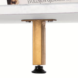 (106 X 50 X 48cm) Simple Double-layer Golden Iron Pipe Marble PVC Coffee Table Rectangular