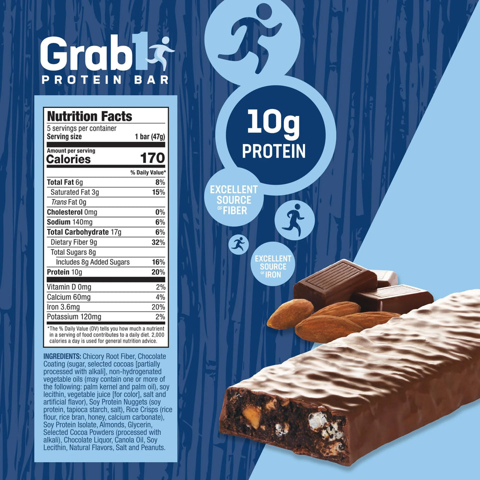 "High Fiber" Dairy Free Protein Bars | 9 Grams Fiber | 10 Grams Protein | Almond Bark Flavor (2 Pack - 10 Bars) | Controls Hunger | Low Calorie | Lower Net Carbs